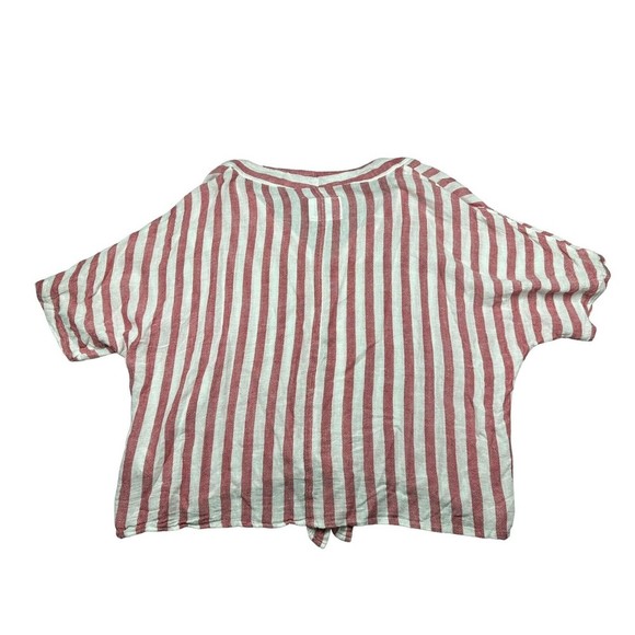 Rails Thea Red Stripe‎ Tie Front Button Down Oversized Top Size Small Carmine - Picture 3 of 7